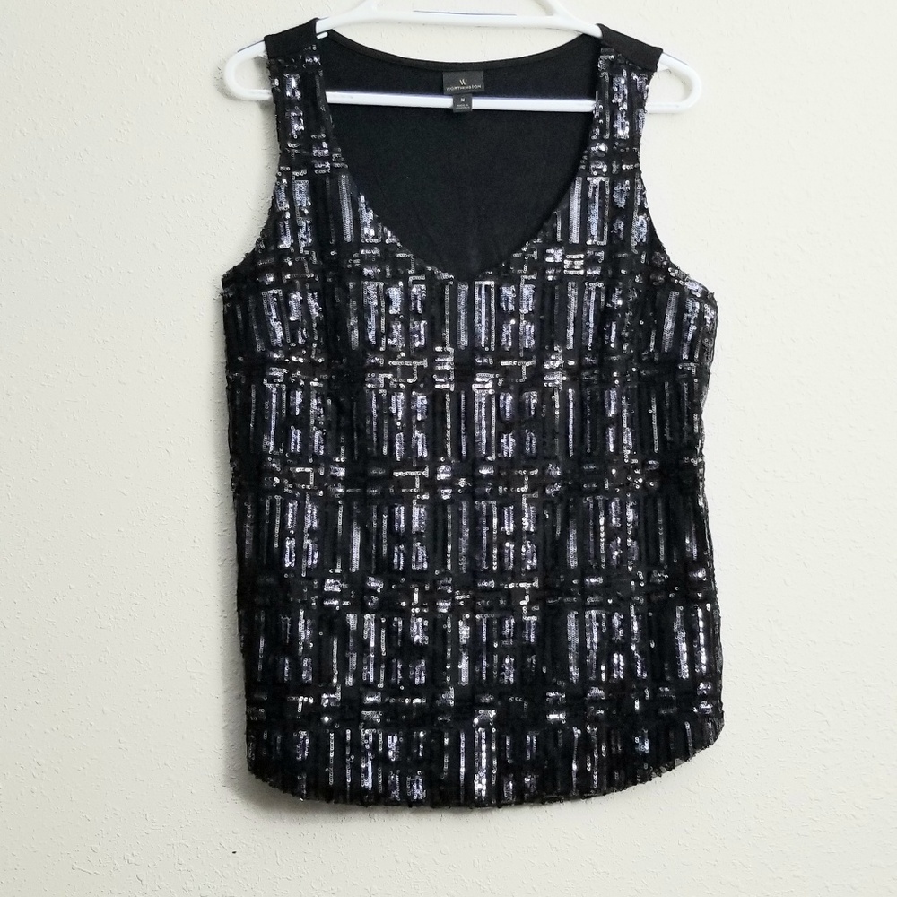 Worthington Black Sequin Top Medium
